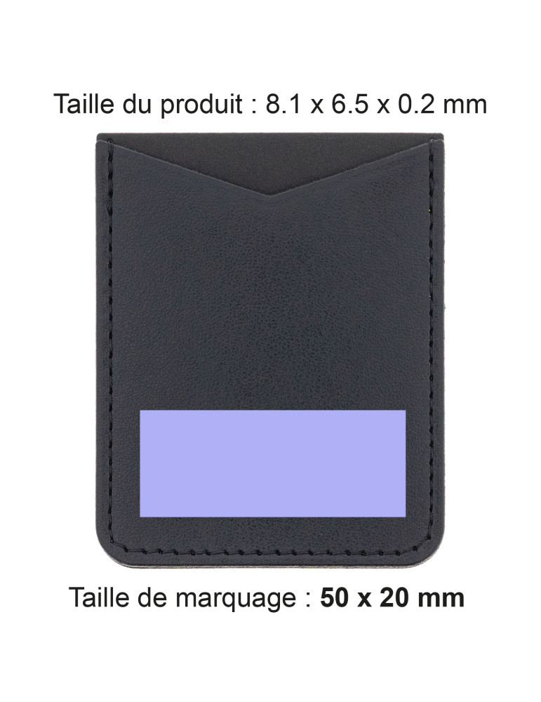 Porte-cartes smartphone en simili-cuir lisse noir