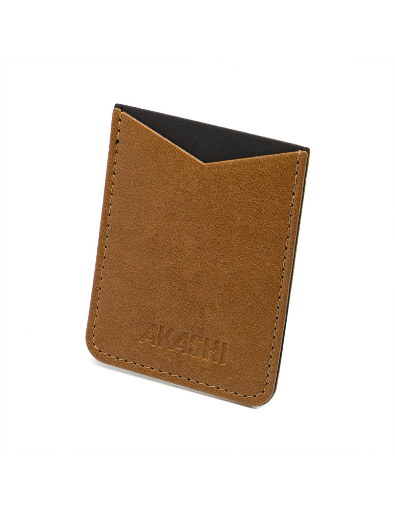 Porte-cartes smartphone en simili-cuir marron