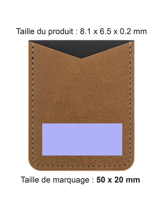 Porte-cartes smartphone en simili-cuir marron