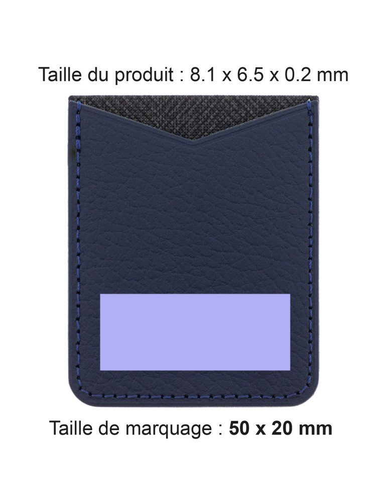 Porte-cartes smartphone en cuir recyclé bleu marine