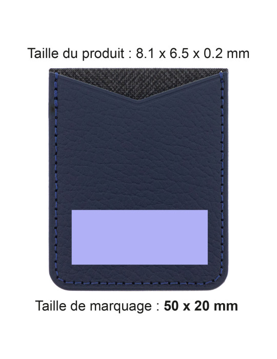 Porte-cartes smartphone en cuir recyclé bleu marine