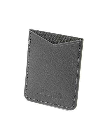 Porte-cartes smartphone en cuir recyclé gris personnalisé