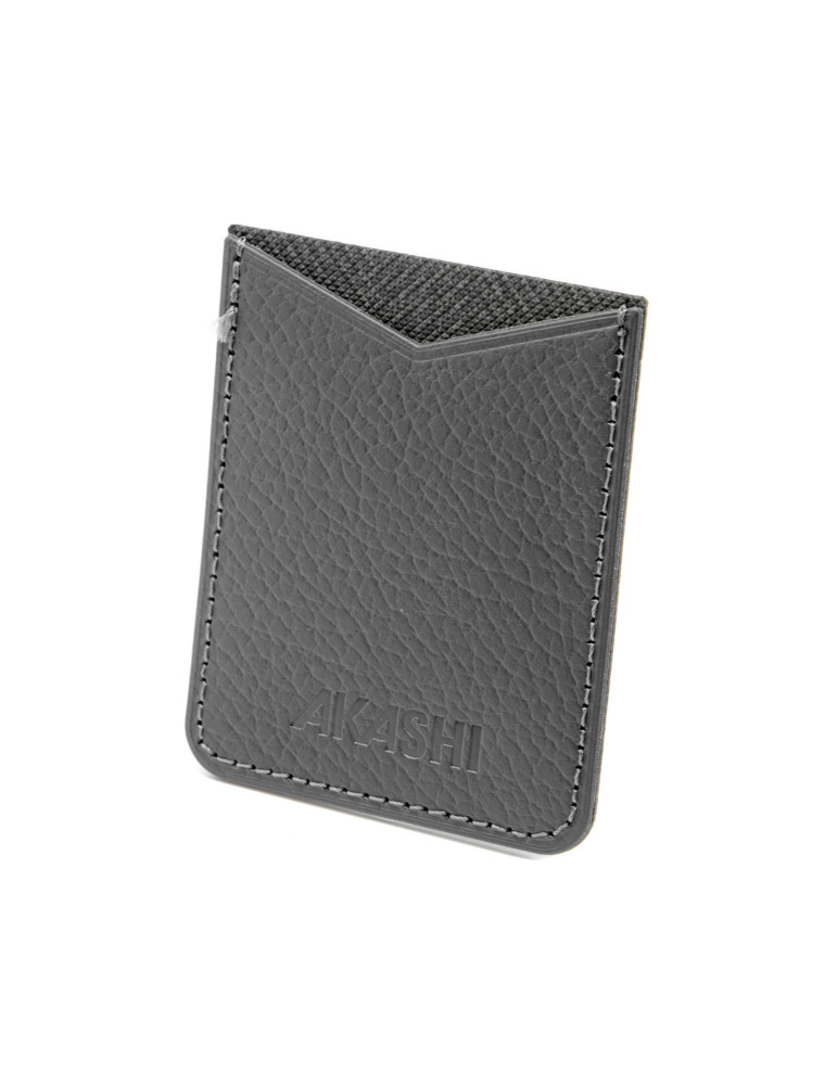 Porte-cartes smartphone en cuir recyclé gris personnalisé