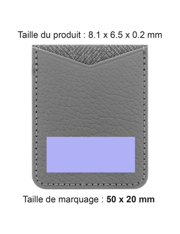 Porte-cartes smartphone en cuir recyclé gris personnalisé 2