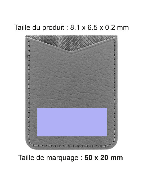 Porte-cartes smartphone en cuir recyclé gris personnalisé