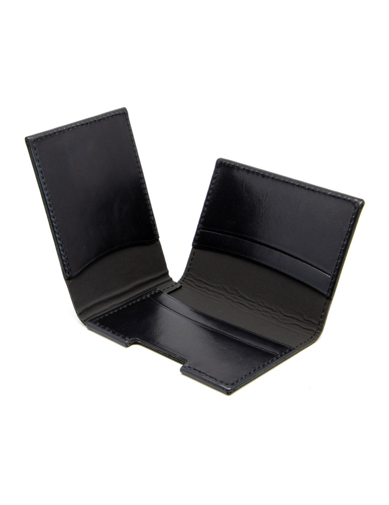 Porte-cartes folio en cuir noir personnalisé