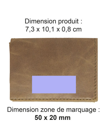 Porte-cartes cuir marron foncé à volet personnalisé 2