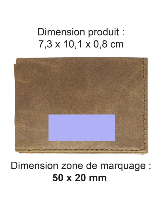 Porte-cartes cuir marron foncé à volet personnalisé