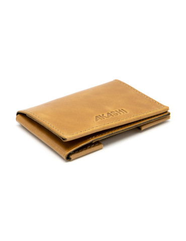 Porte-cartes en cuir marron clair personnalisé