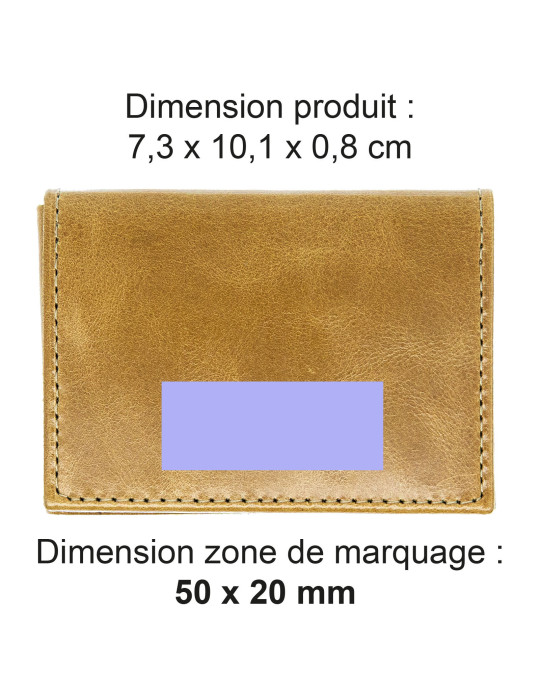 Porte-cartes en cuir marron clair personnalisé