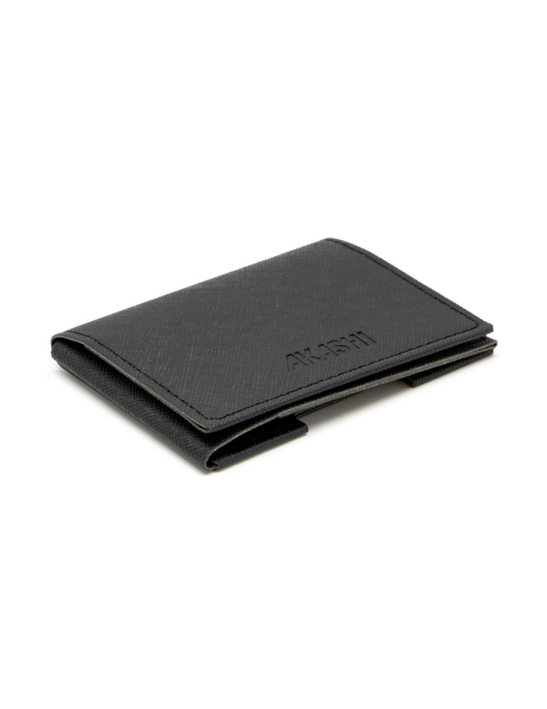 Porte-cartes similicuir noir grainé personnalisé