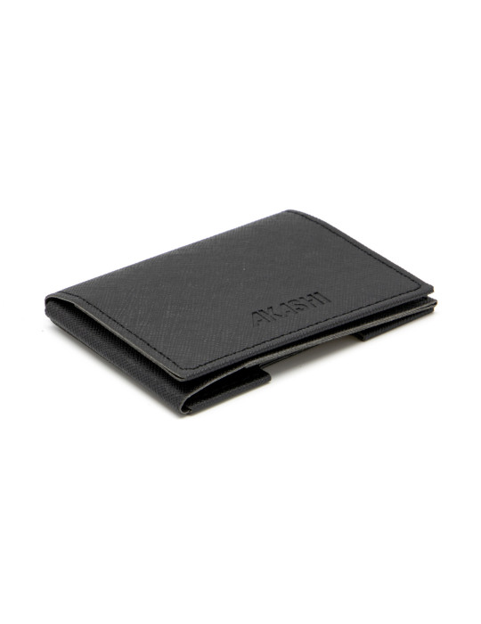 Porte-cartes similicuir noir grainé personnalisé
