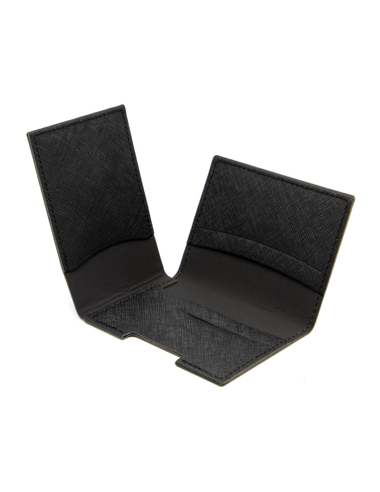 Porte-cartes similicuir noir grainé personnalisé