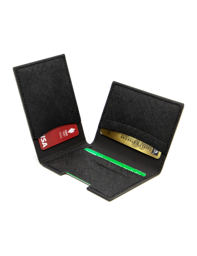 Porte-cartes similicuir noir grainé personnalisé