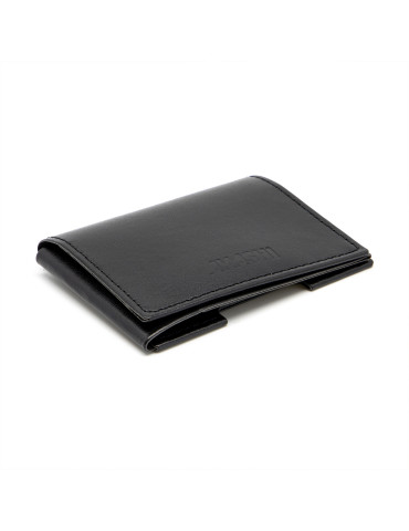 Porte-cartes en similicuir noir lisse personnalisé