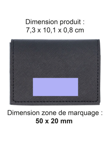 Porte-cartes en similicuir noir lisse personnalisé 2