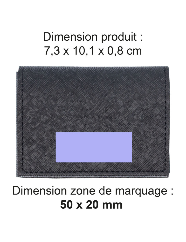 Porte-cartes en similicuir noir lisse personnalisé
