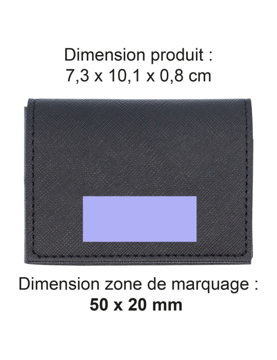 Porte-cartes en similicuir noir lisse personnalisé