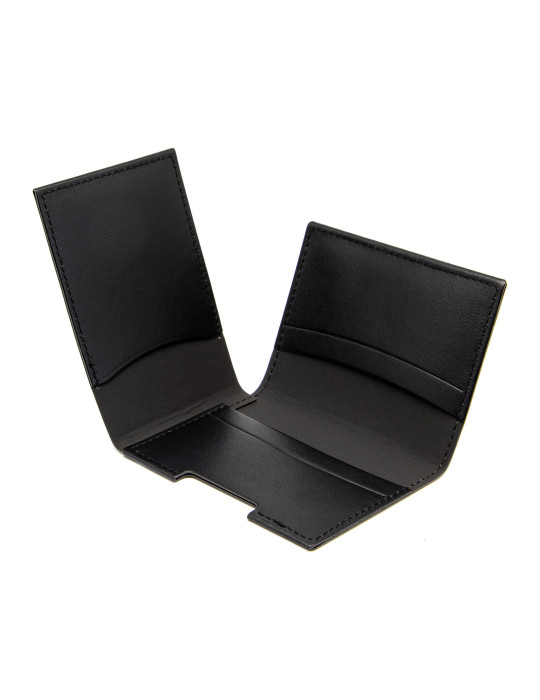 Porte-cartes en similicuir noir lisse personnalisé