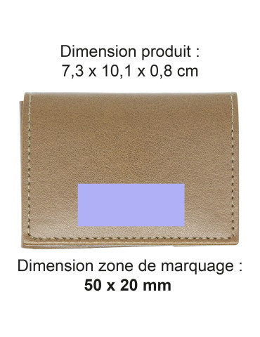 Porte-cartes similicuir marron lisse personnalisé 2