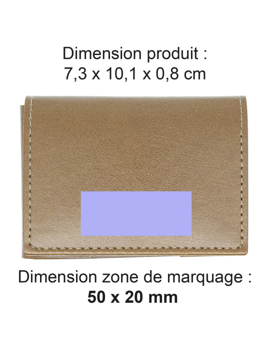 Porte-cartes similicuir marron lisse personnalisé