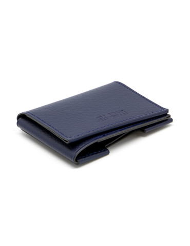 Porte-cartes en cuir recyclé bleu marine personnalisé
