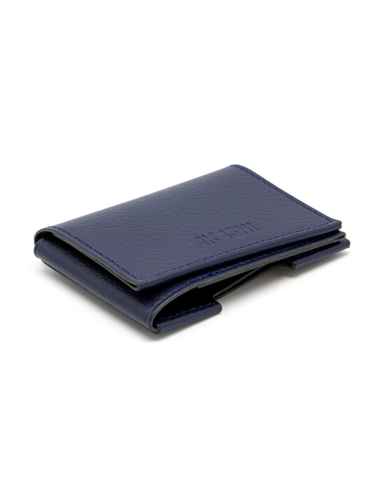 Porte-cartes en cuir recyclé bleu marine personnalisé