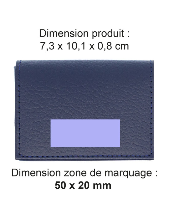 Porte-cartes en cuir recyclé bleu marine personnalisé