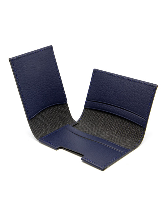 Porte-cartes en cuir recyclé bleu marine personnalisé