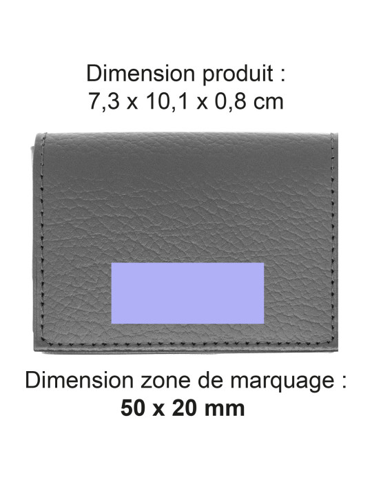 Porte-cartes à volet en cuir recyclé gris