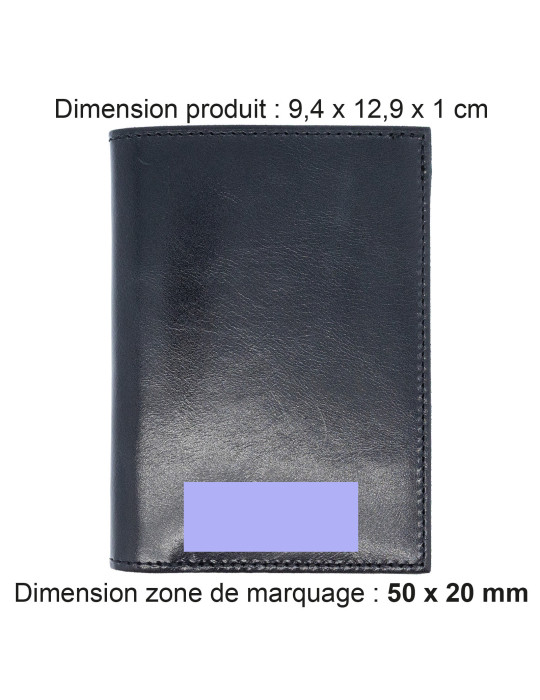 Portefeuille vertical noir en cuir véritable personnalisé