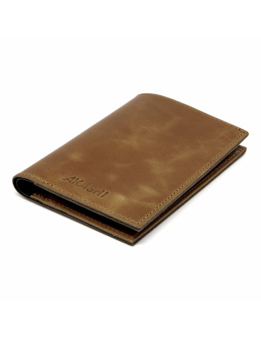 Portefeuille vertical marron foncé en cuir véritable