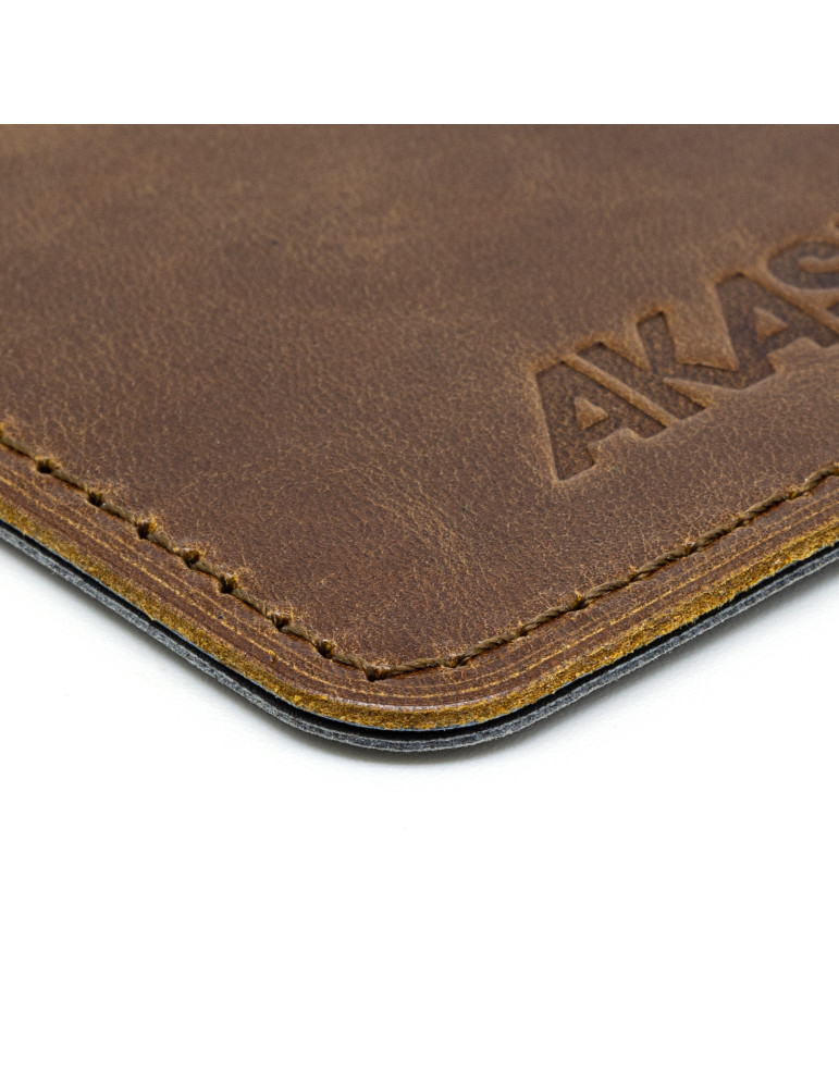 Portefeuille vertical marron foncé en cuir véritable