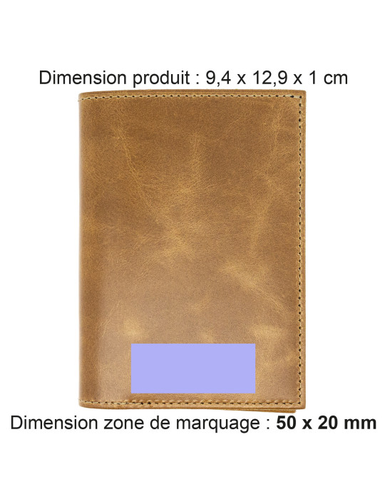 Portefeuille vertical marron clair en cuir véritable