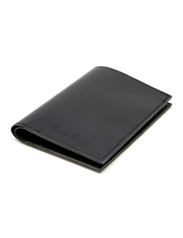Portefeuille vertical noir en simili-cuir grainé