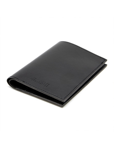 Portefeuille vertical noir en simili-cuir lisse personnalisé