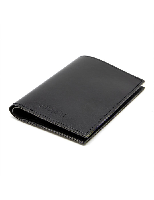Portefeuille vertical noir en simili-cuir lisse personnalisé