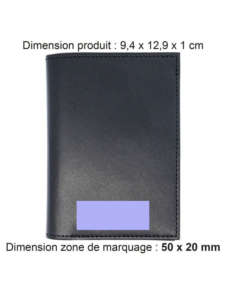 Portefeuille vertical noir en simili-cuir lisse personnalisé
