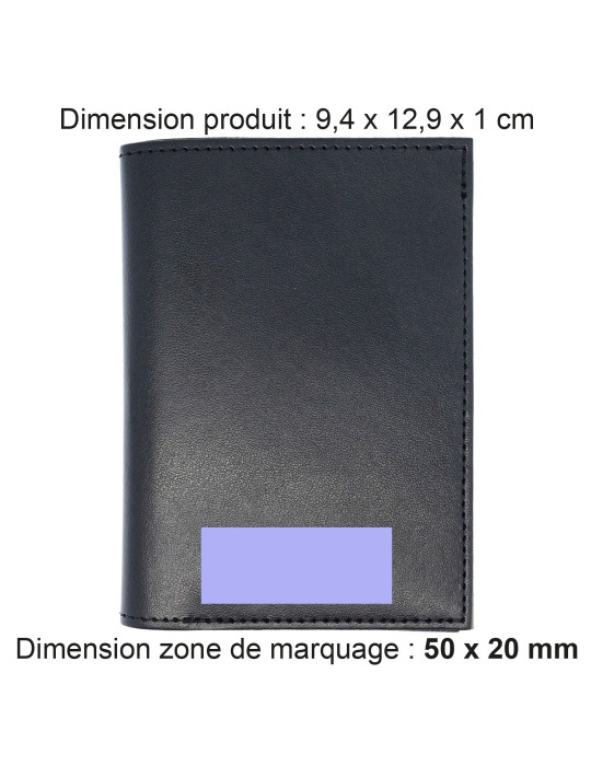 Portefeuille vertical noir en simili-cuir lisse personnalisé