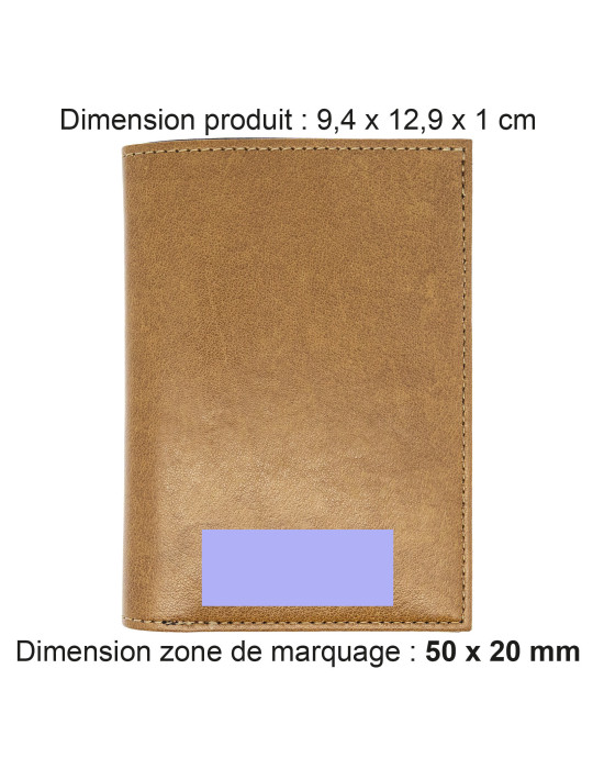 Portefeuille vertical marron en simili-cuir lisse