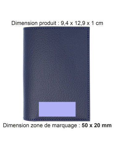 Portefeuille vertical bleu marine en cuir recyclé 2