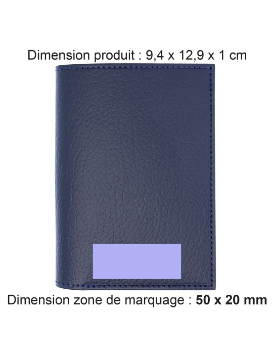 Portefeuille vertical bleu marine en cuir recyclé
