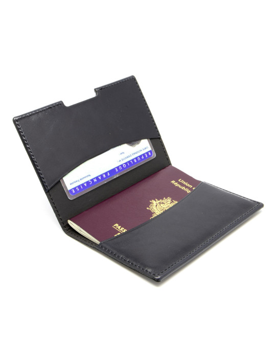 Porte-passeport et étui voiture en cuir noir