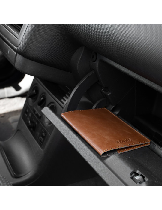 Porte-passeport et étui voiture cuir marron foncé