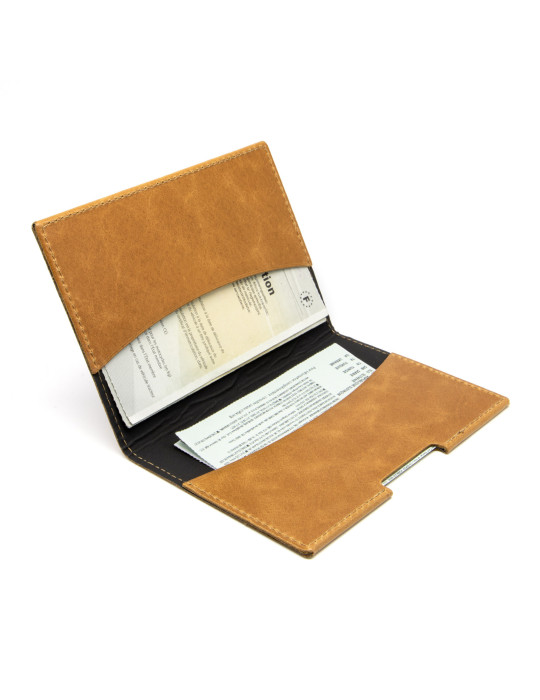 Porte-passeport et étui voiture cuir marron clair