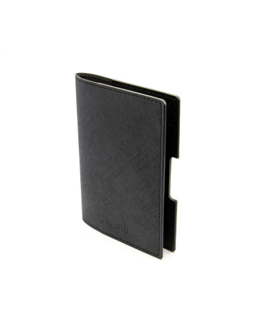 Porte-passeport et carte grise en similicuir noir grainé