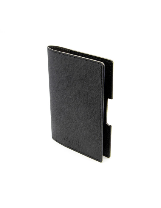 Porte-passeport et carte grise en similicuir noir grainé