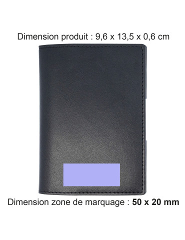 Porte-passeport et carte grise en similicuir noir grainé 2