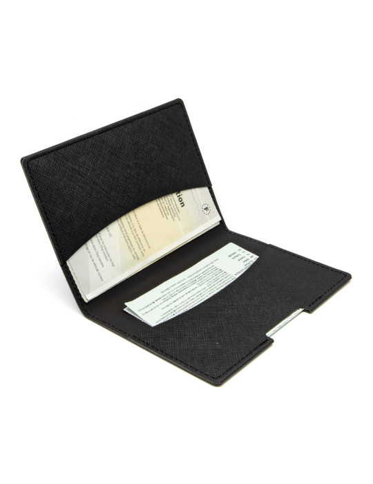 Porte-passeport et carte grise en similicuir noir grainé