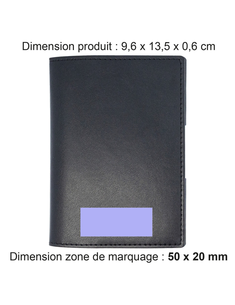 Étui porte-passeport et carte grise en similicuir noir